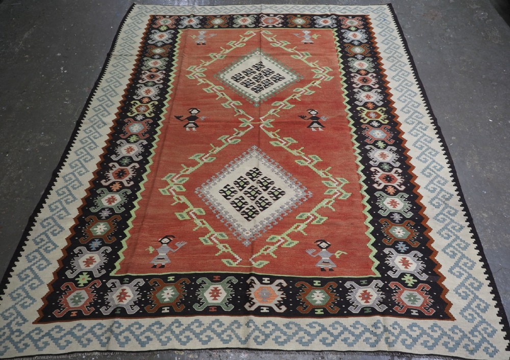 antique pirot sarkoy kilim of scarce design excellent colours circa 1920