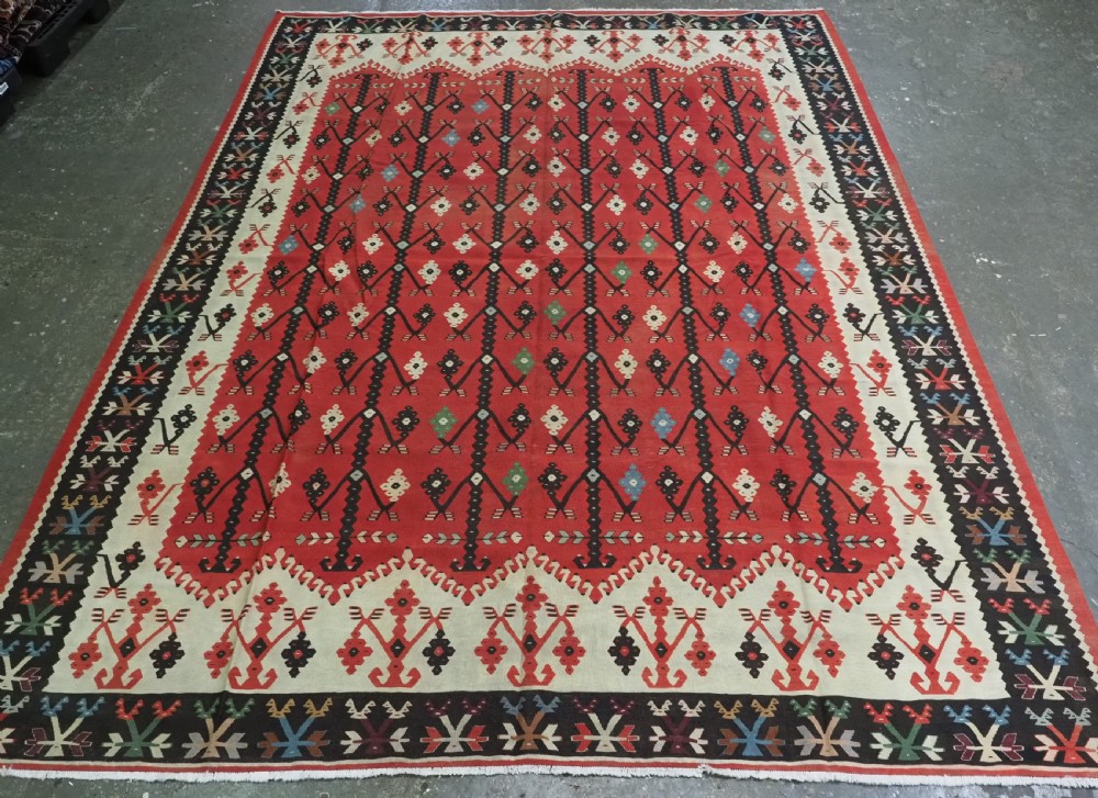 antique pirot sarkoy kilim of flowering tree design superb condition circa 1920