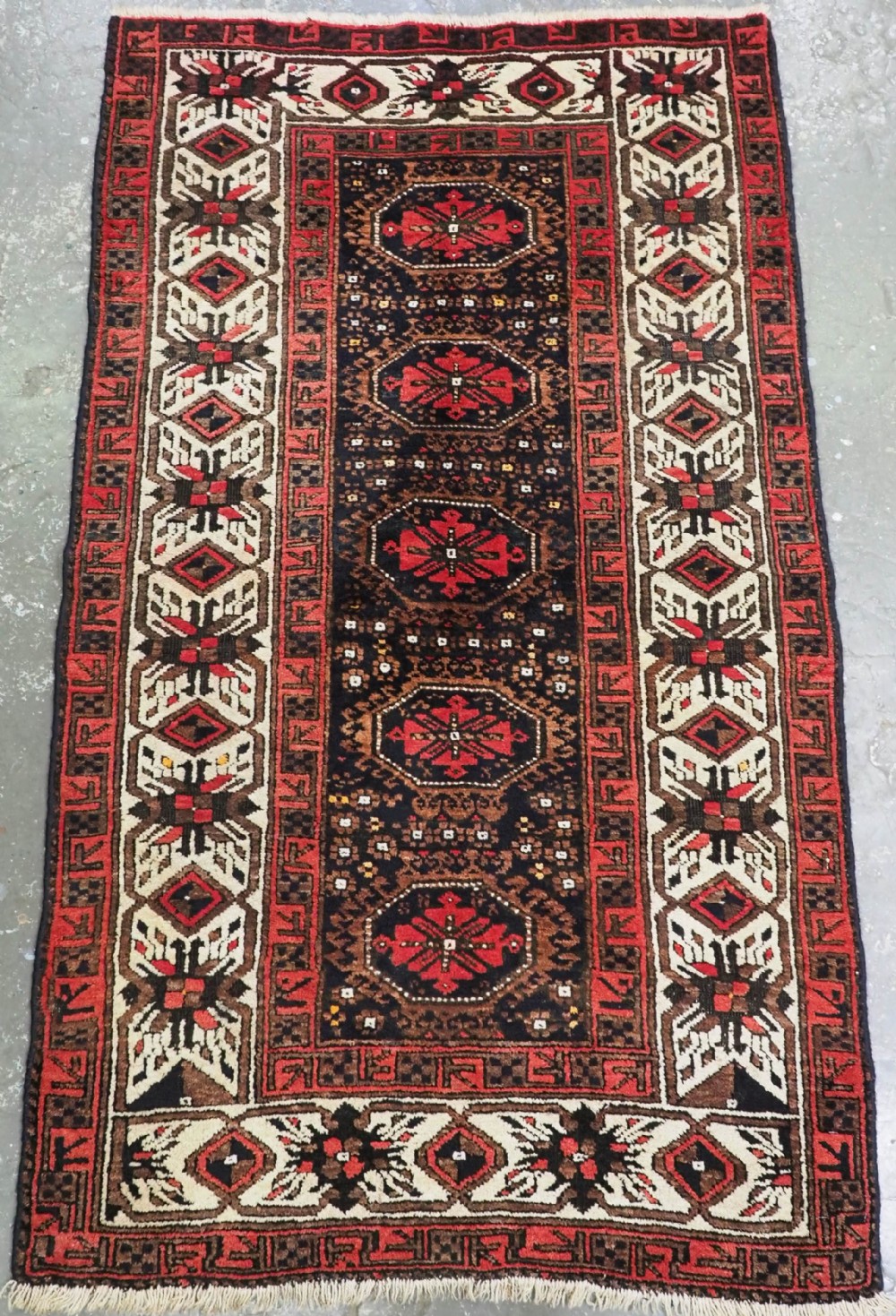 Arab Style Ruf Antique Arab Baluch Rug, Ferdows Region, Spectacular Border, Circa 1900 ...