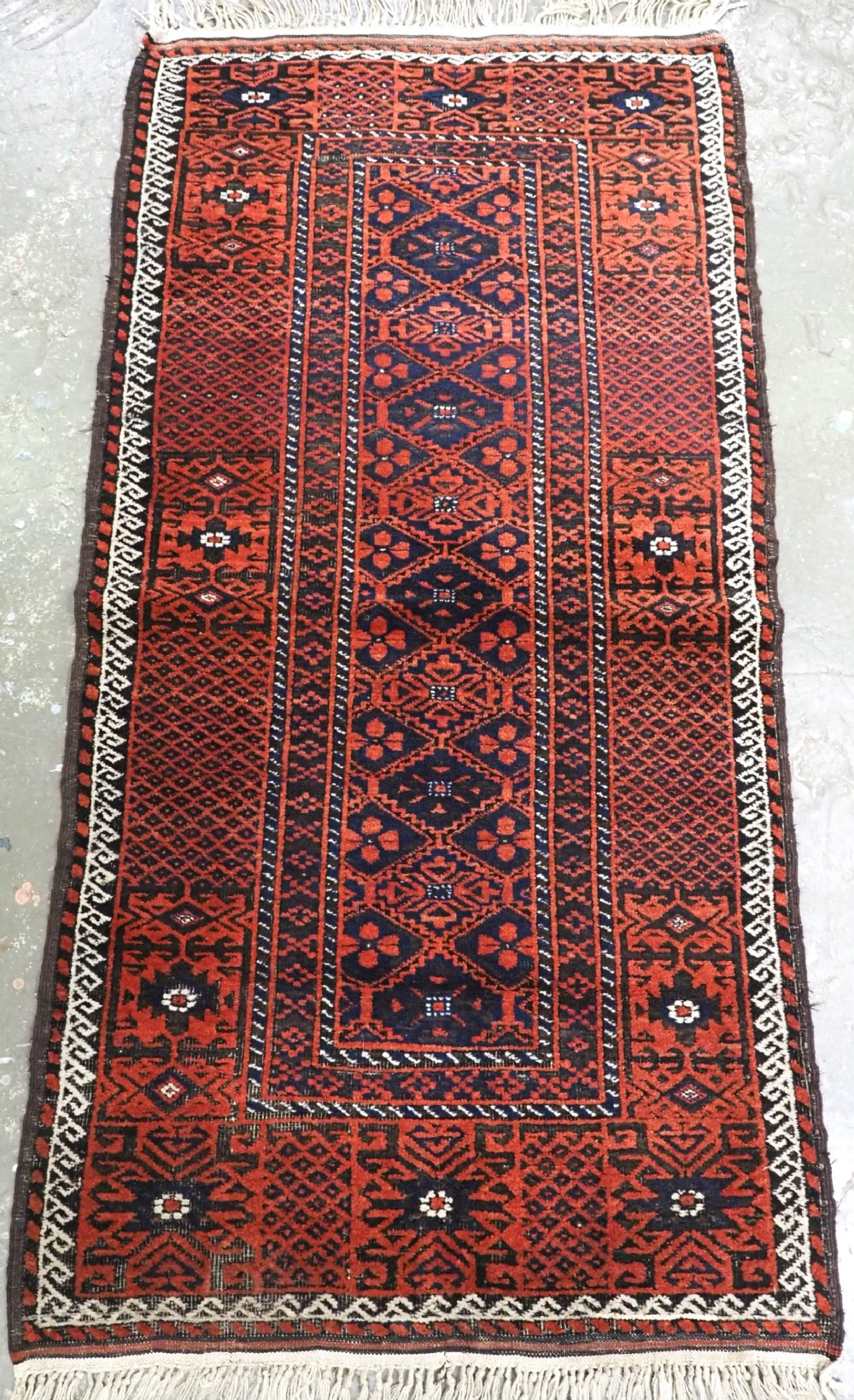 antique khorasan baluch rug with mina khani variant design circa 190020
