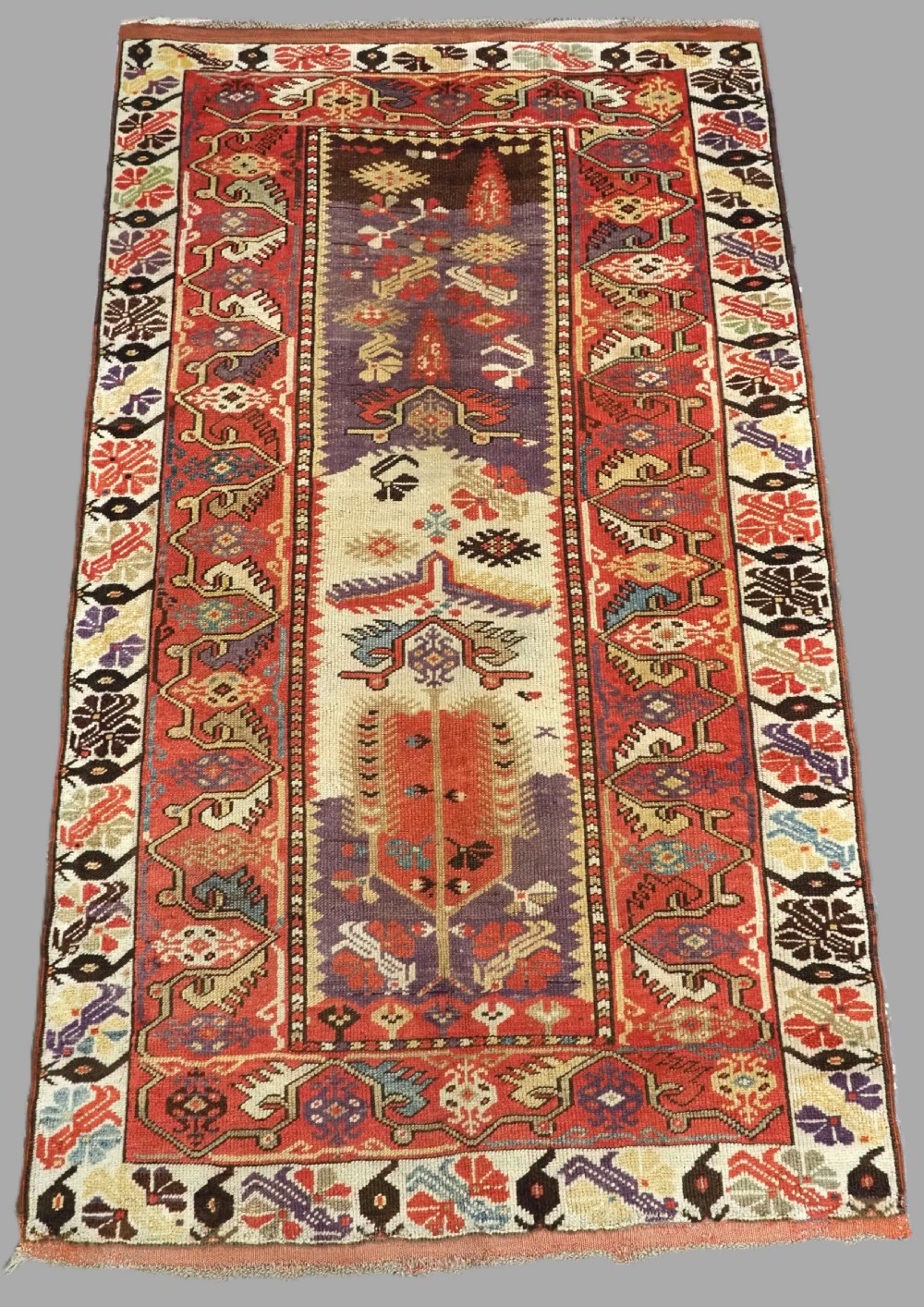 antique turkish milas village prayer rug excellent design mid 19th century