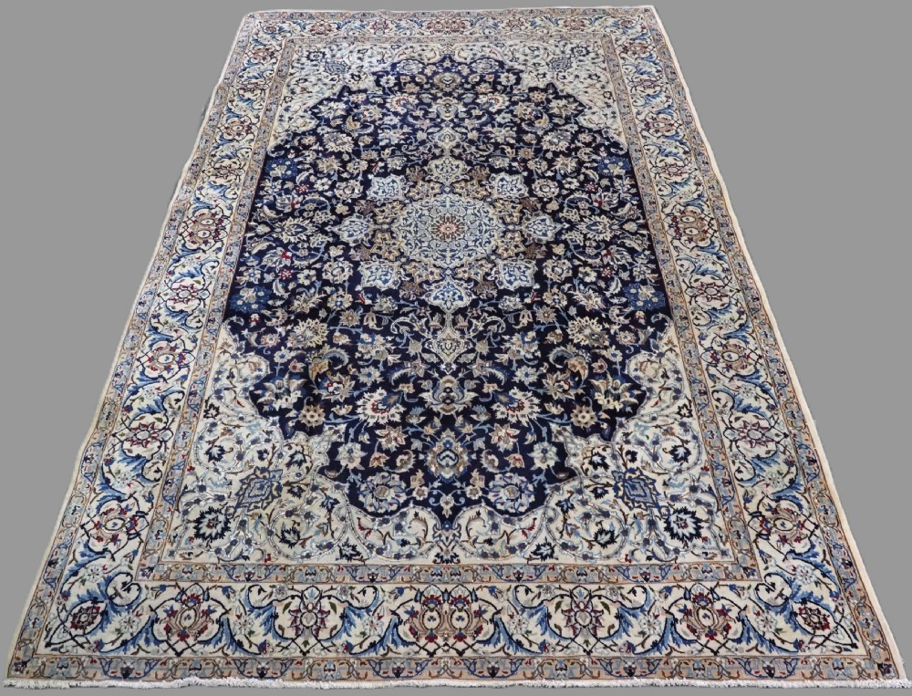 old nain carpet wool with silk highlights small medallion design circa 1930