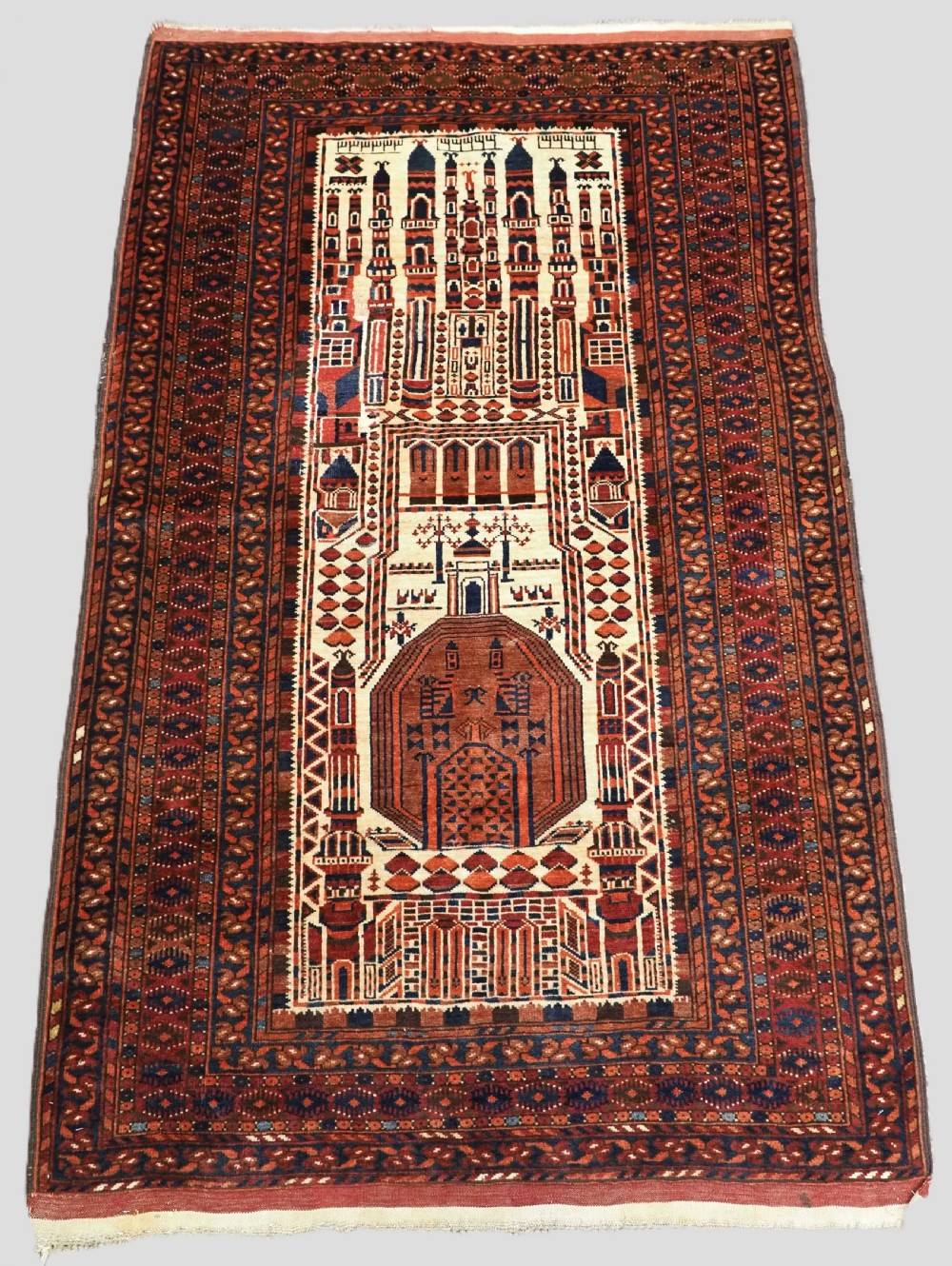 antique afghan kizil ayak turkmen mosque prayer rug circa 1910