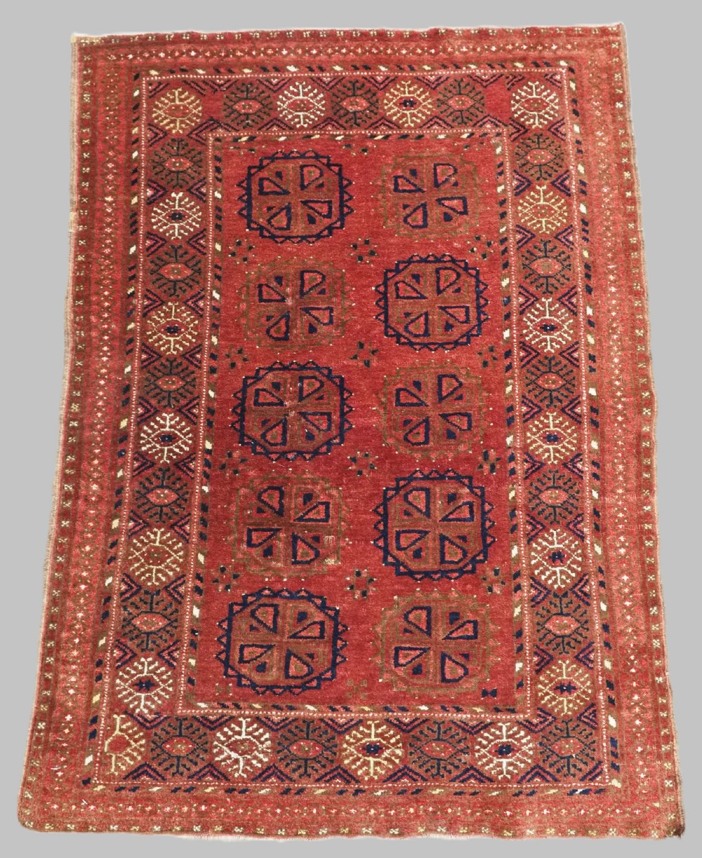 antique afghan village rug of traditional design warm colours circa 1920