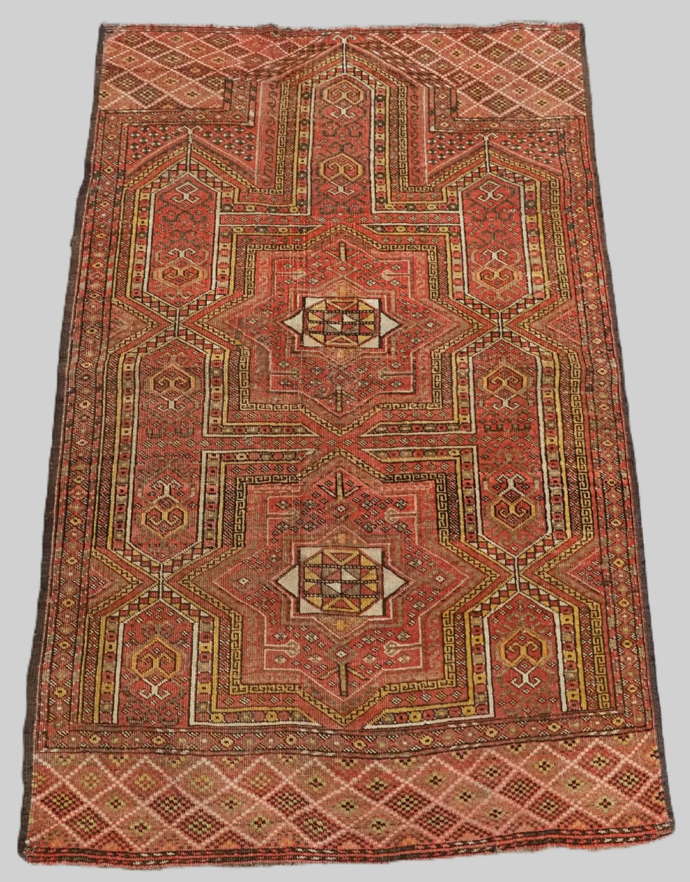 antique afghan kizil ayak turkmen prayer rug of scarce design circa 1900