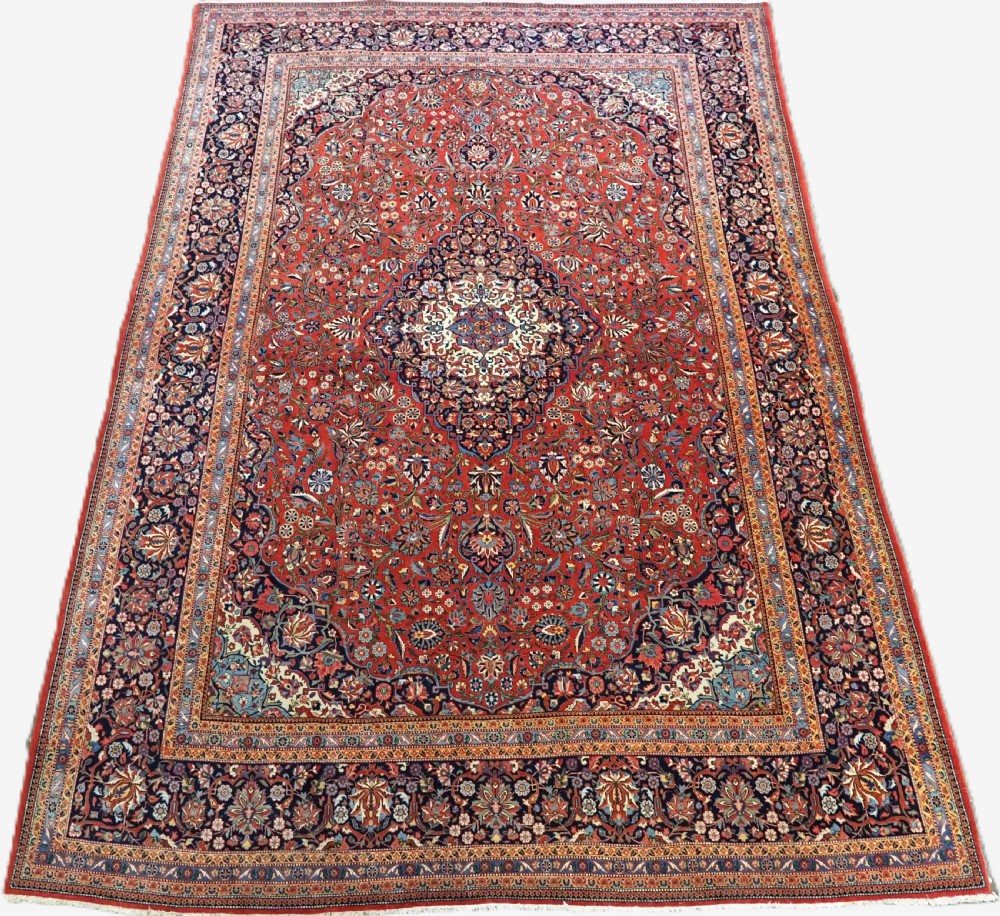 antique kashan carpet outstanding example with classic design superb colour circa 1900