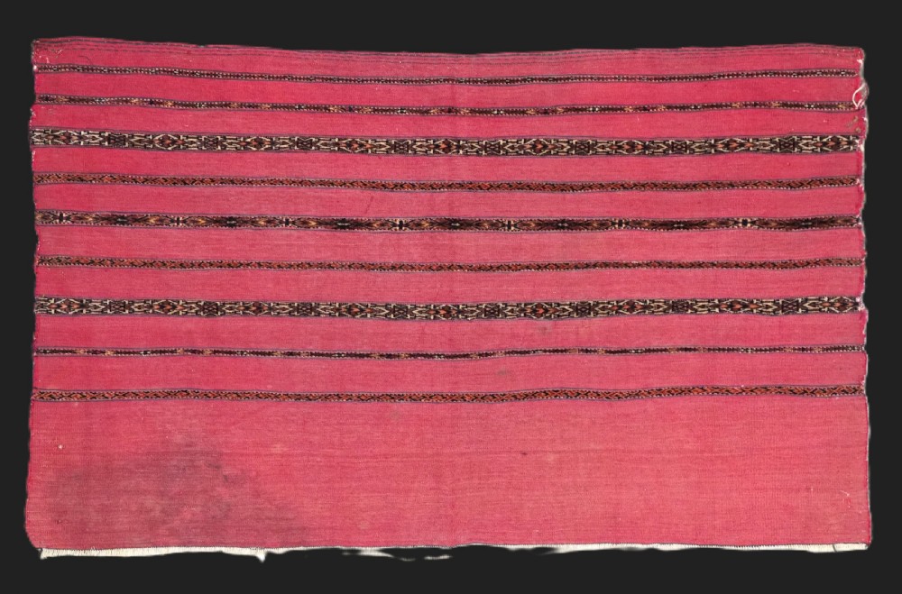 antique tekke turkmen 'kizil' chuval face fine weave circa 1880