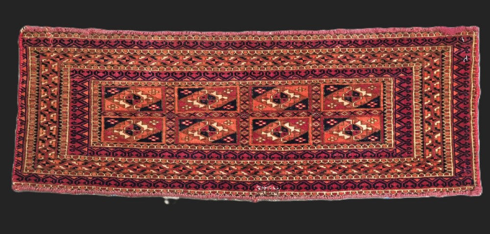 antique tekke turkmen torba mafrash face with 'aina gul' design circa 1880