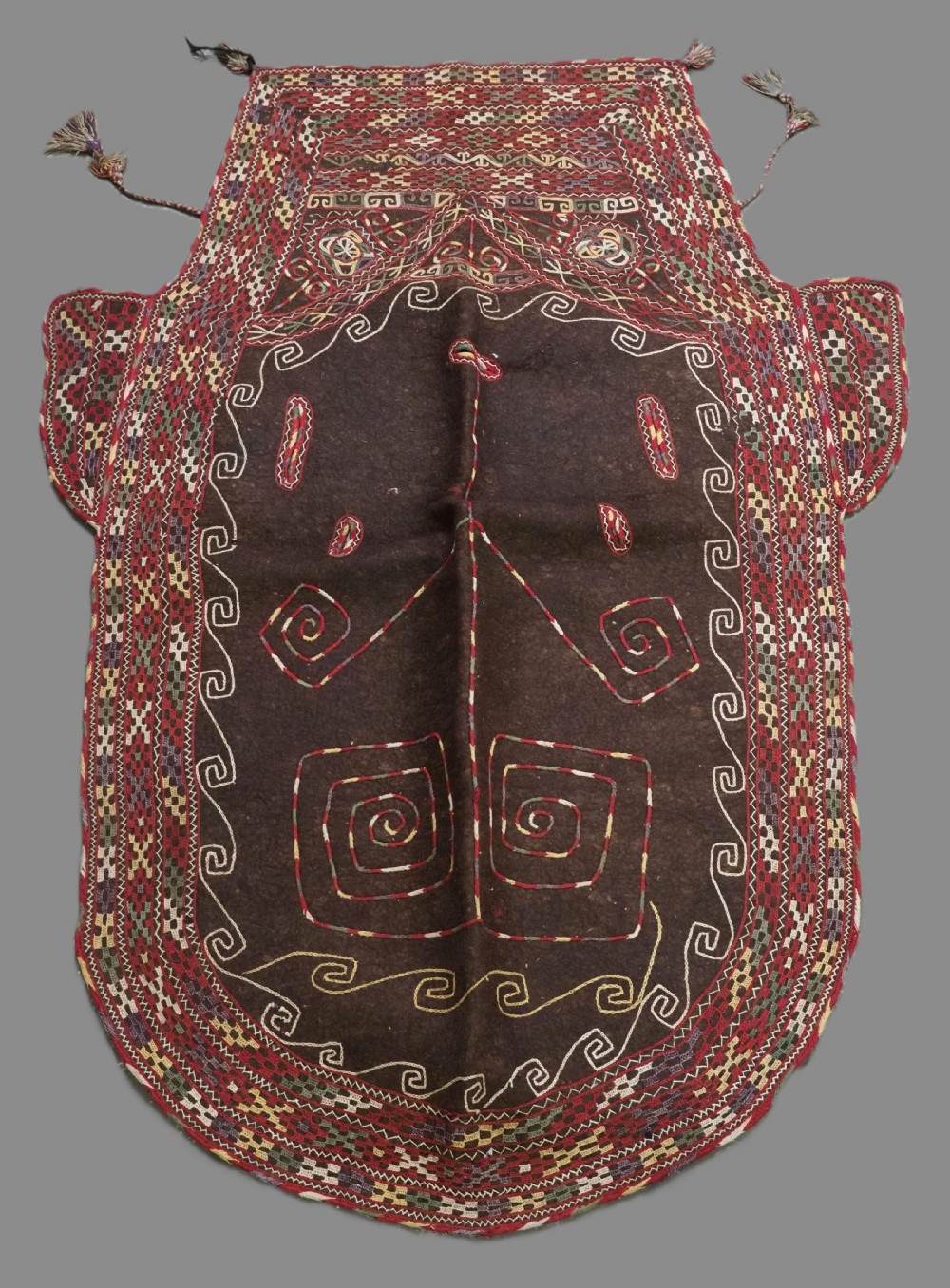 antique yomut turkmen embroidered ceremonial felt horse blanket circa 1900