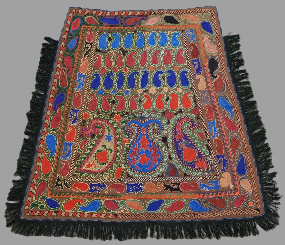 antique embroidered ceremonial horse saddle cover by the lakai tribe uzbekistan circa 1920