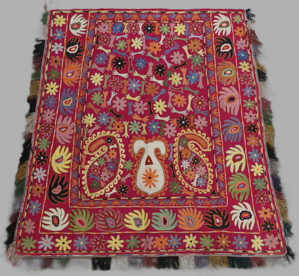 antique embroidered ceremonial horse saddle cover by the lakai tribe uzbekistan circa 1920