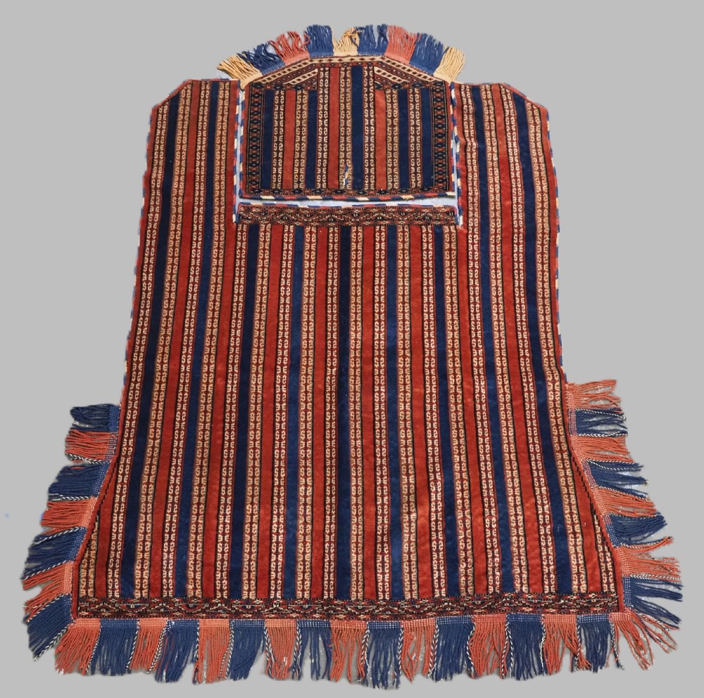 antique yomut turkmen horse cover blanket saddle rug scarce ceremonial item circa 1890