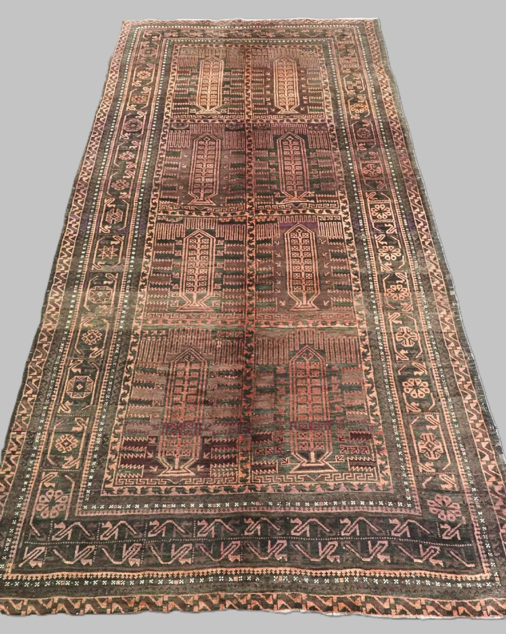 antique timuri baluch main carpet classic 'pencil box' design circa 1900