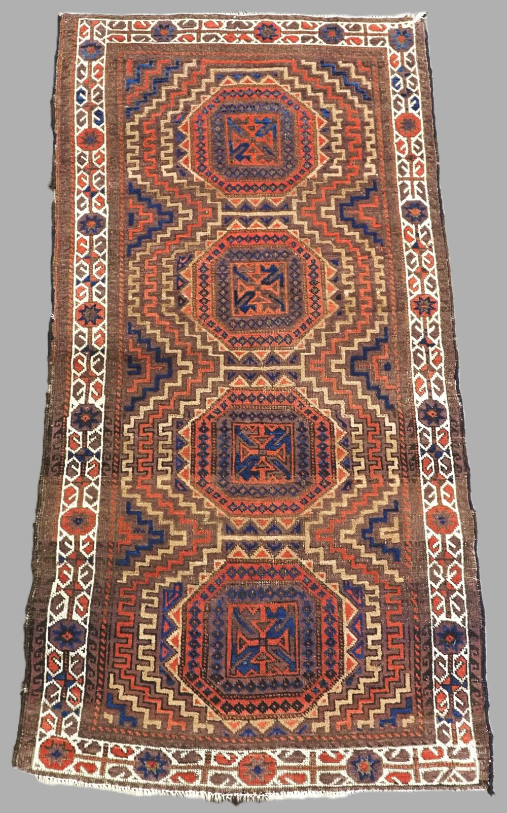 antique khorasan baluch rug possibly salar khani with large guls circa 1880